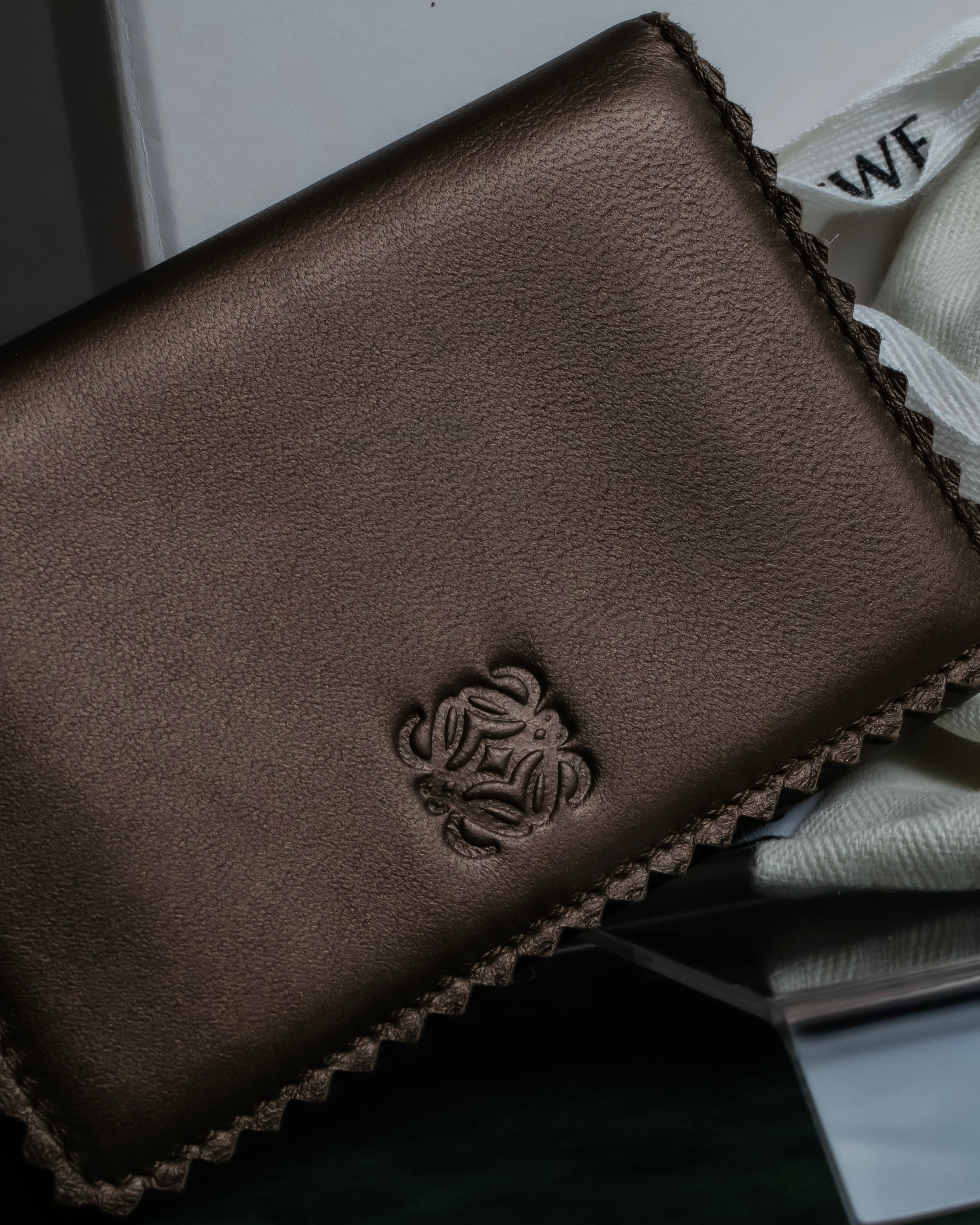 "LOEWE" Logo engraved leather card case