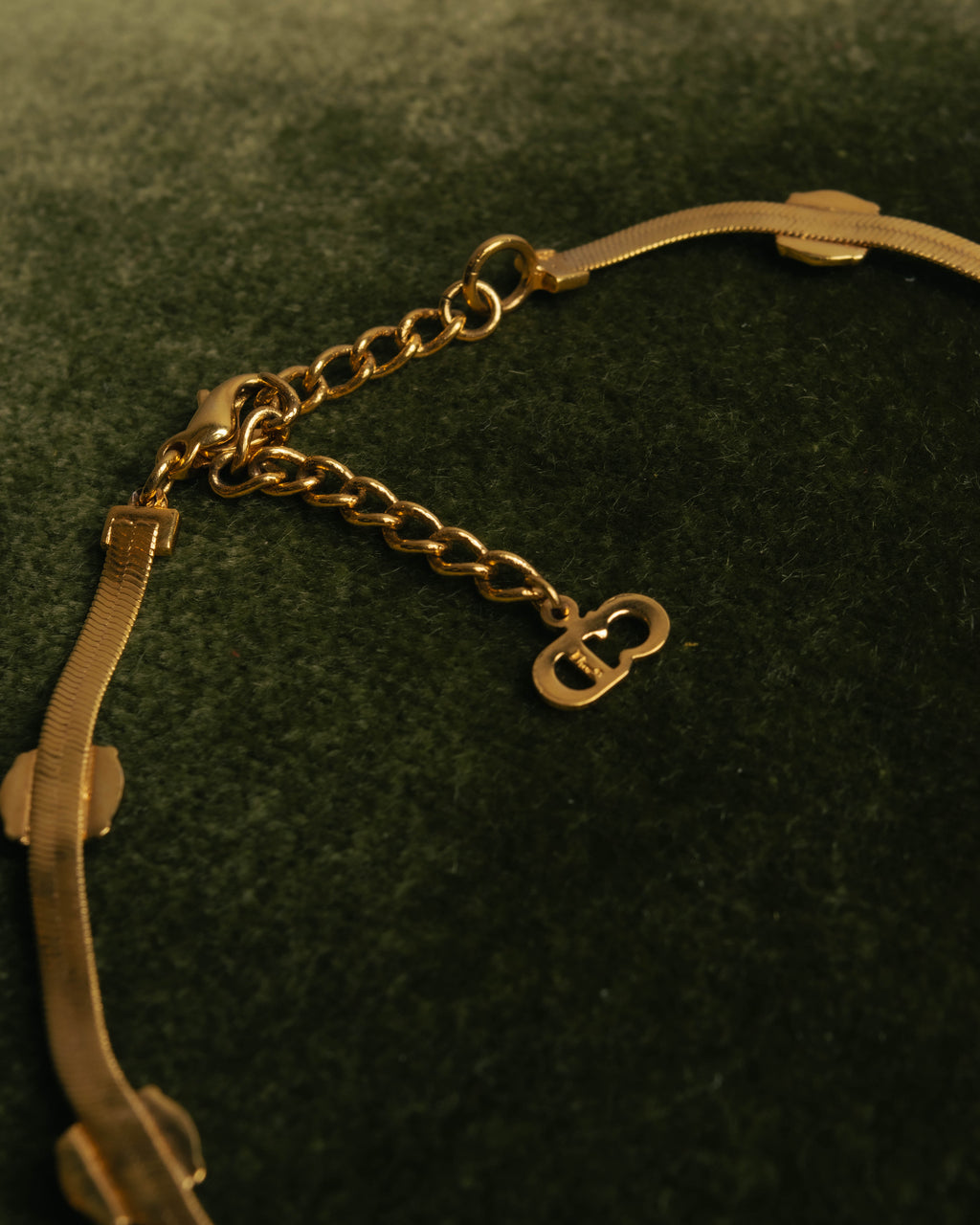 "Christian Dior" 90's-00's Fluted gold tone chain anklet
