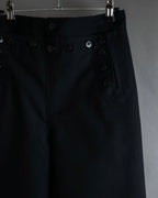 "US navy inspired lace back wide sailor pants"