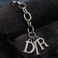 "DIOR" Logo motif combination silver necklace