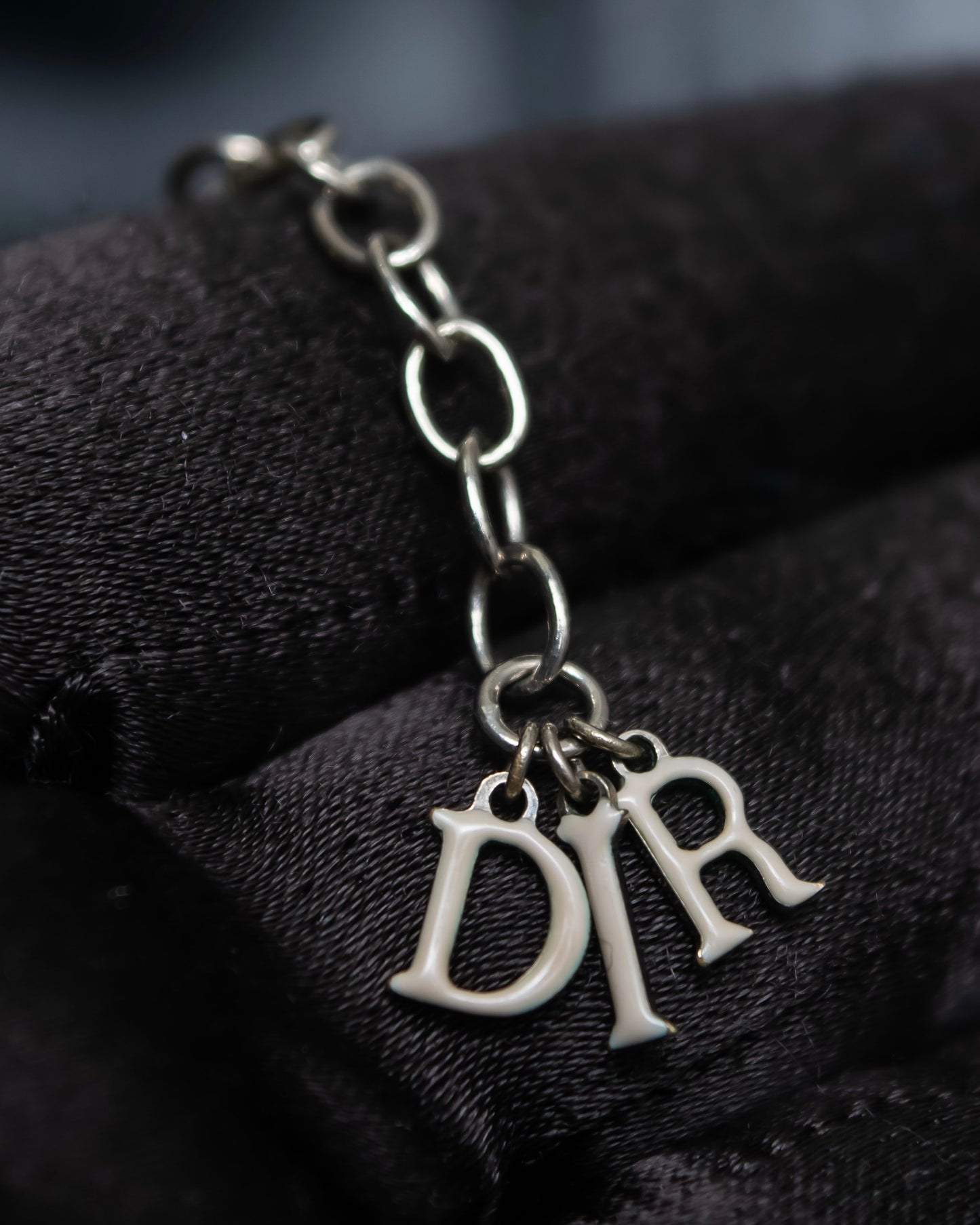 "DIOR" Logo motif combination silver necklace