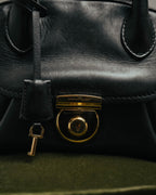 –SPECIAL– “Salvatore Ferragamo“ 00’s-10’s Black leather dome handbag