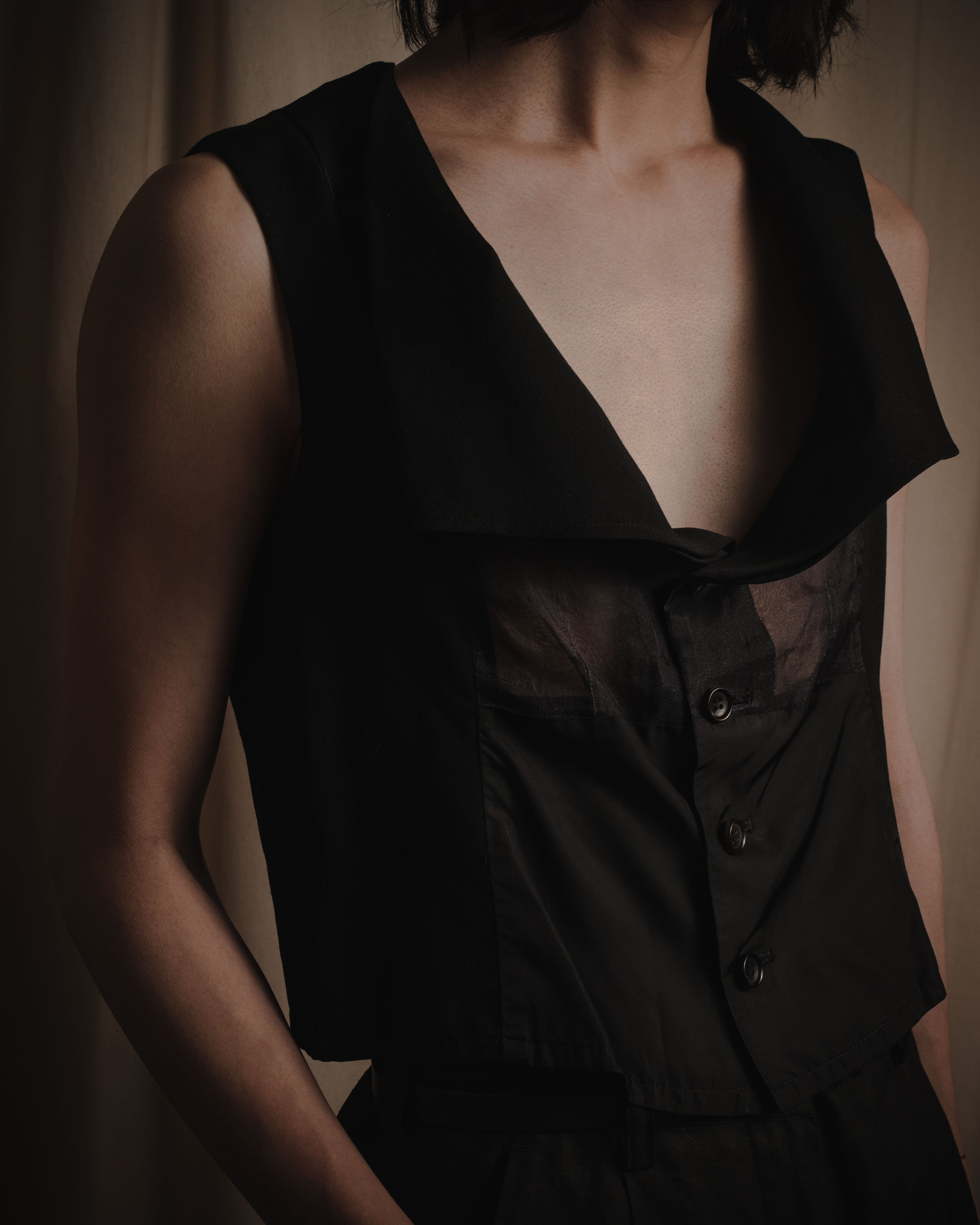 "tricot COMME des GARCONS" 2004 SS draped lapel cropped vest