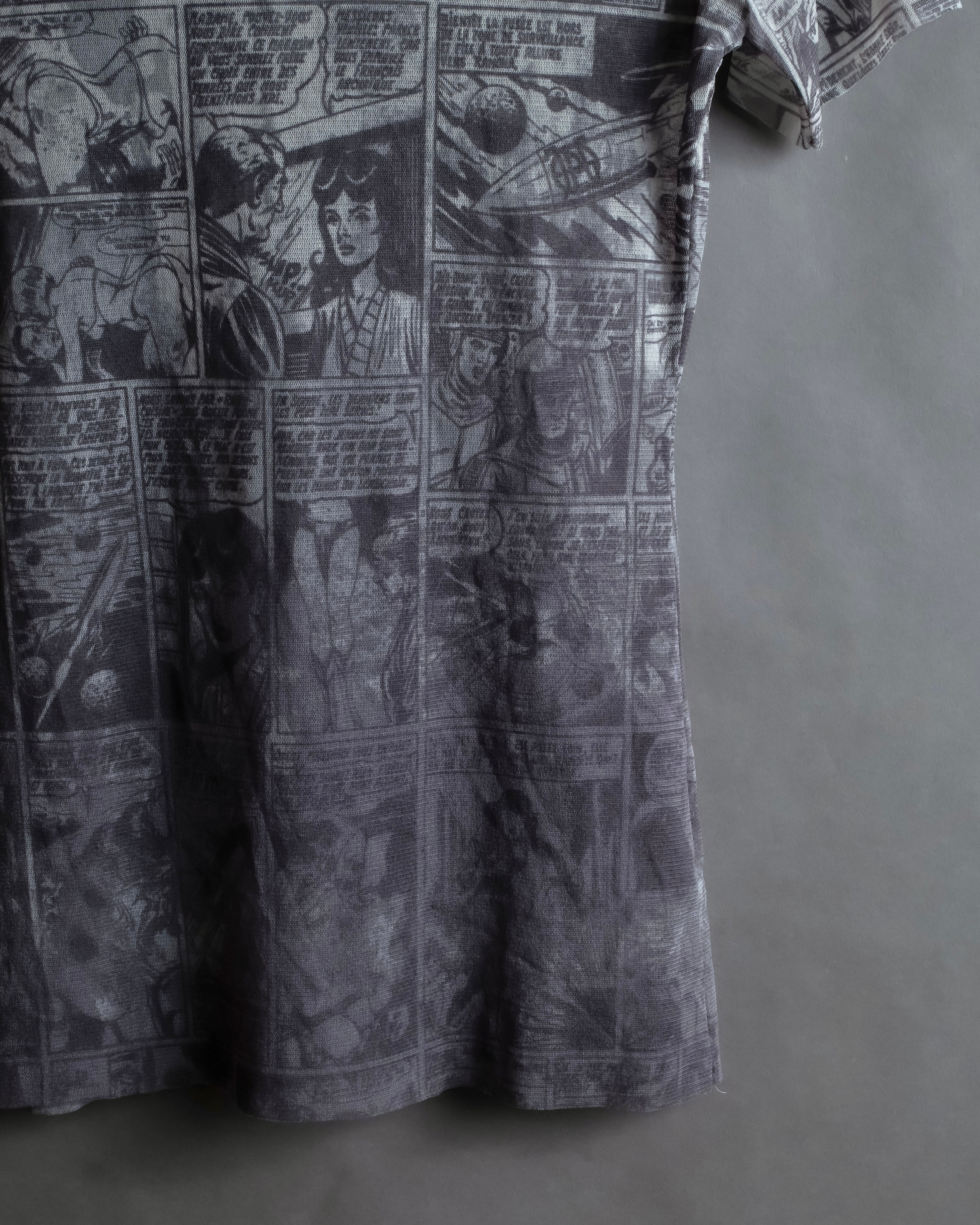 "JEAN PAUL GAULTIER JEANS" American comic book motif sheer short length pullover