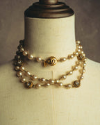 -SPECIAL- "CHANEL" 90's Pearl and crystal embellished long necklace