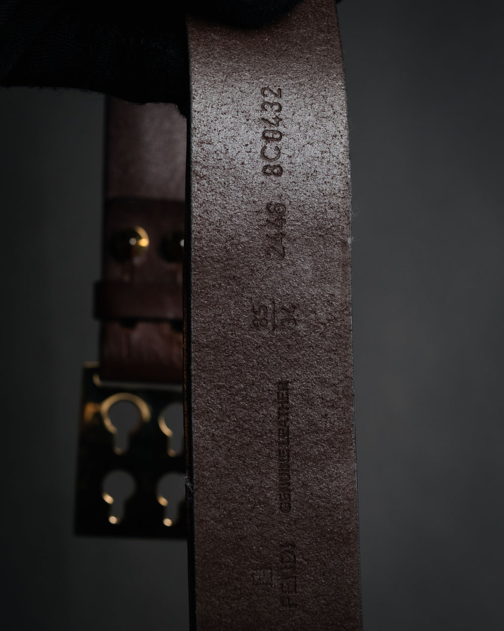 “FENDI” 2000’s FF studded sculptural leather belt