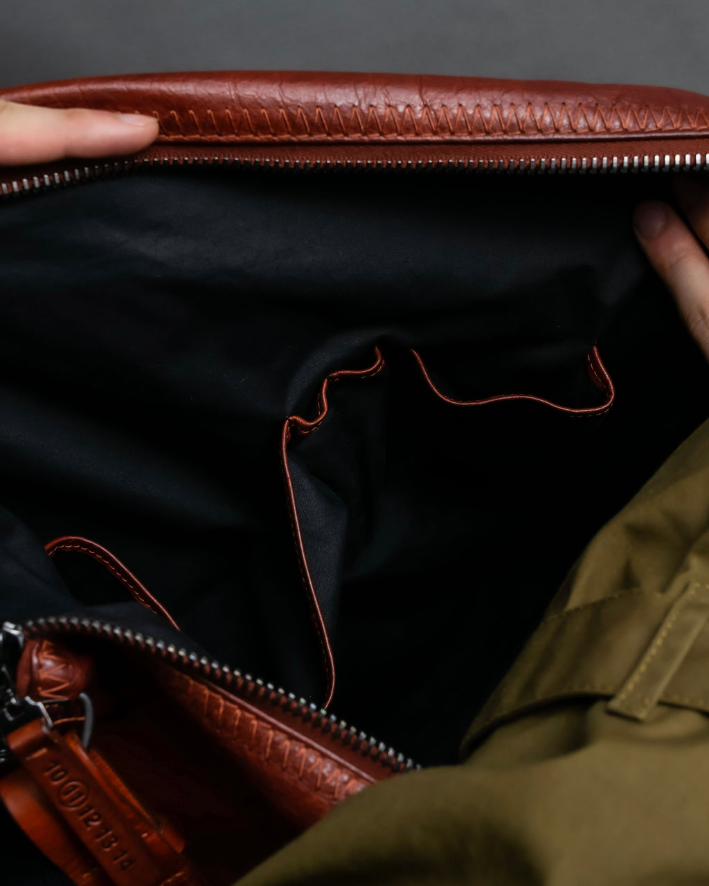 "MAISON MARGIELA" Genuine leather 2way brown color sailor bag