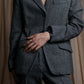 "Weekend Max Mara" Notch lapel tailored jacket & semi flared slacks herringbone set up