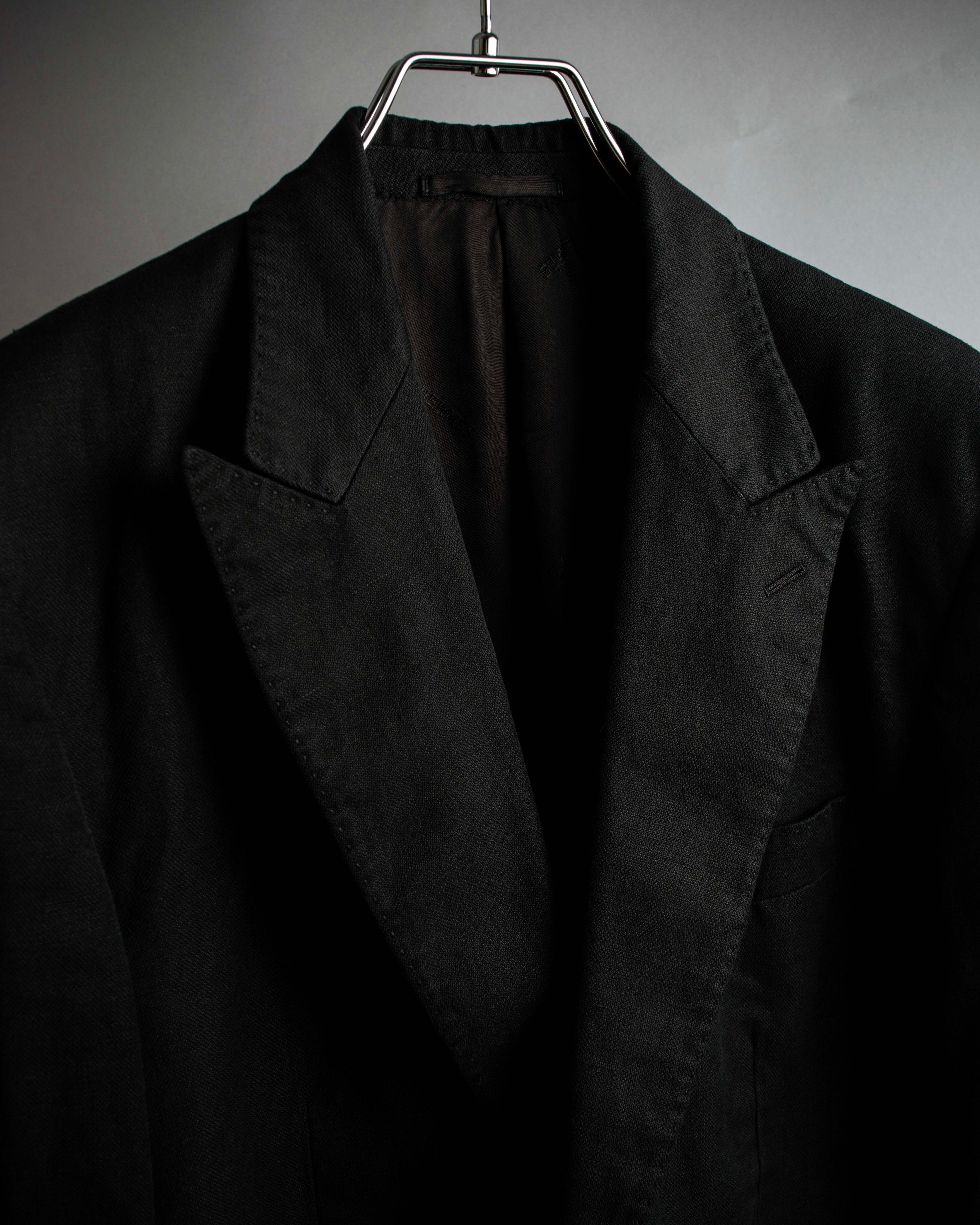 "HERMES" 90's Elegantly relaxed cotton linen tailored jacket