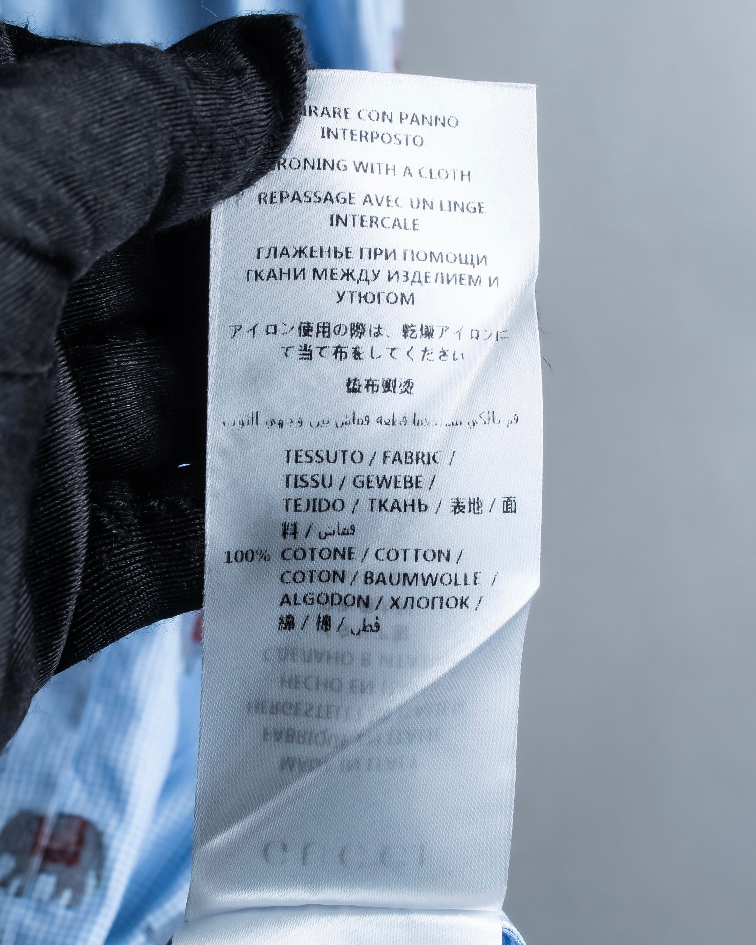 "GUCCI" Michele period elephant pattern sax blue color shirt