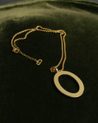 "Christian Dior" 80's-00's Rhinestone oval pendant necklace