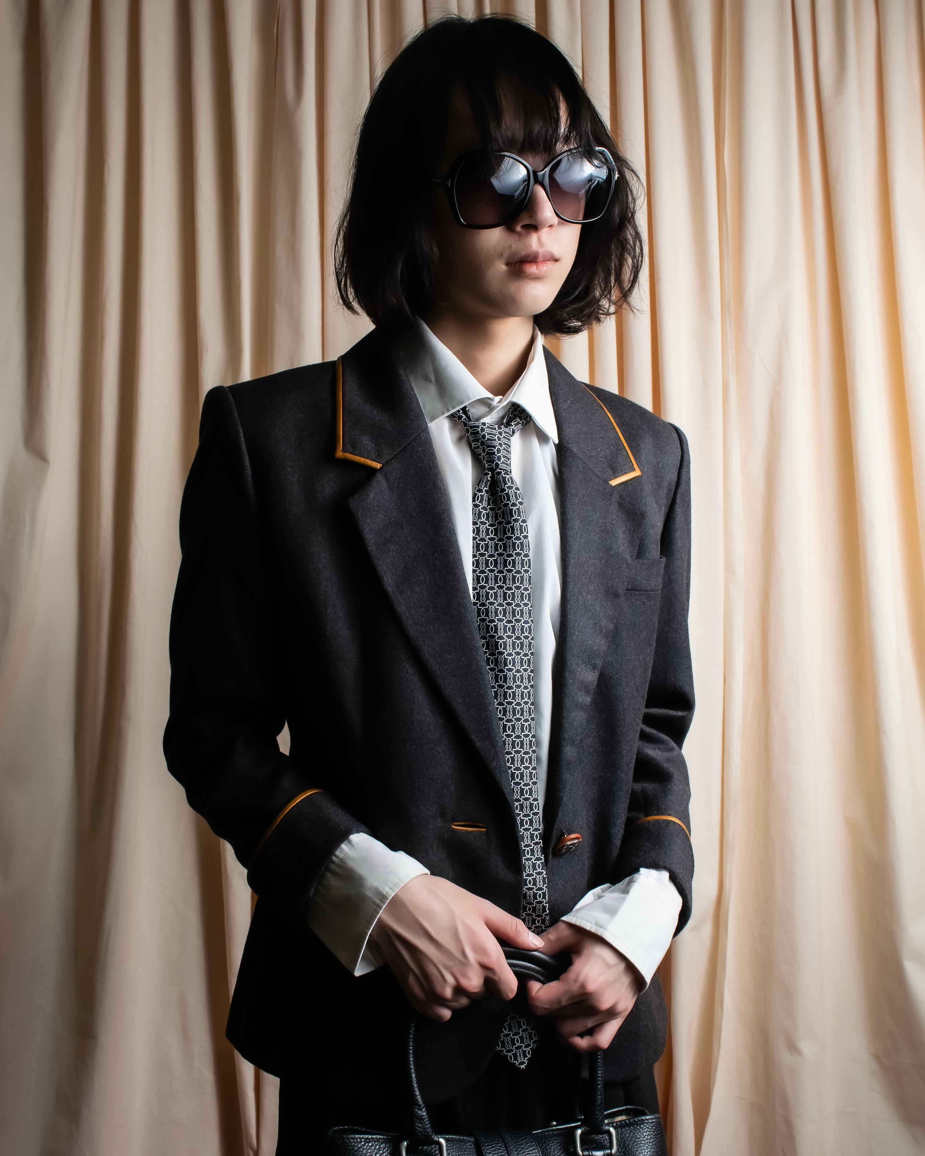 "HERMES" Chain motif silk necktie