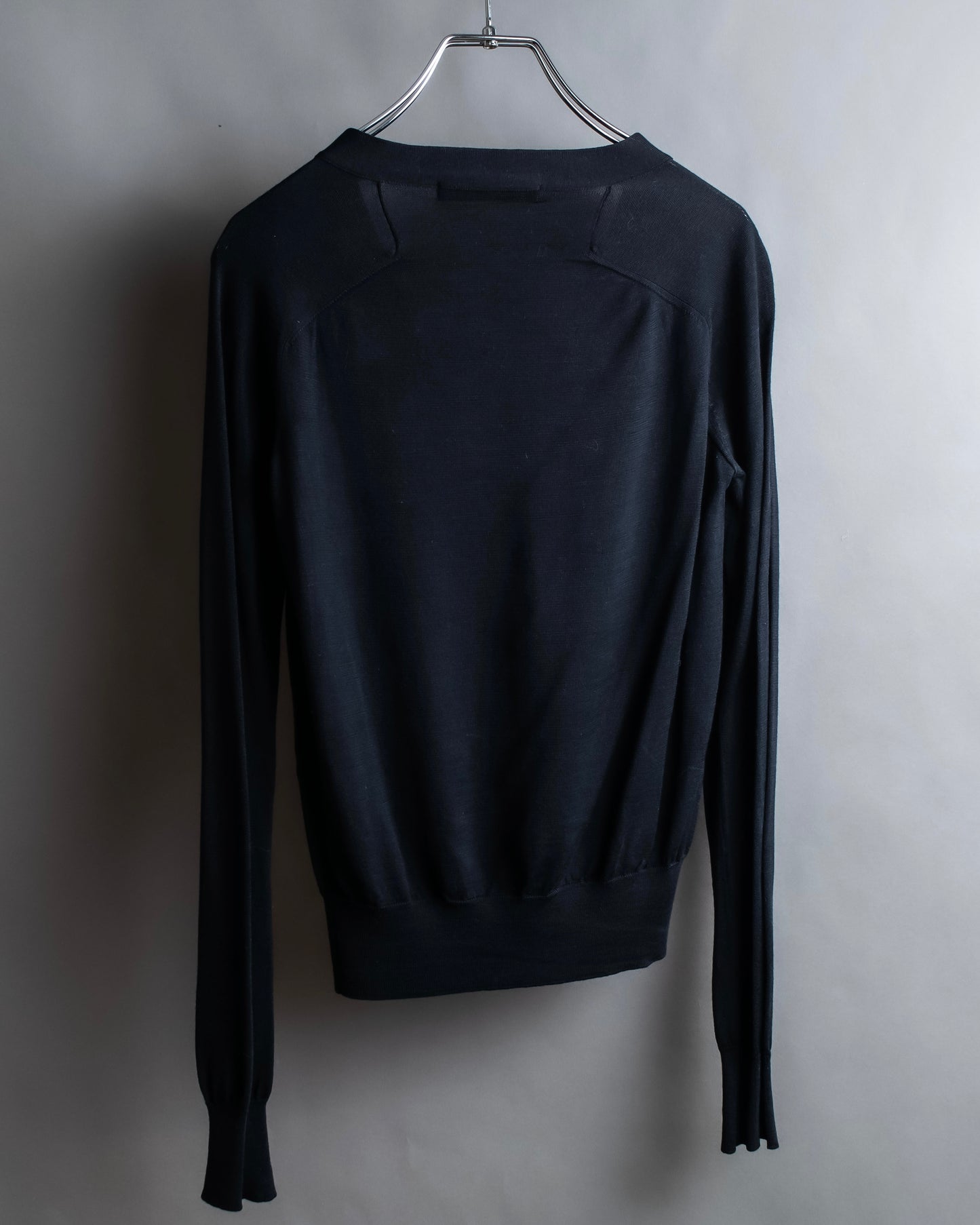 "BALENCIAGA" Silk cashmere gold button short V neck cardigan