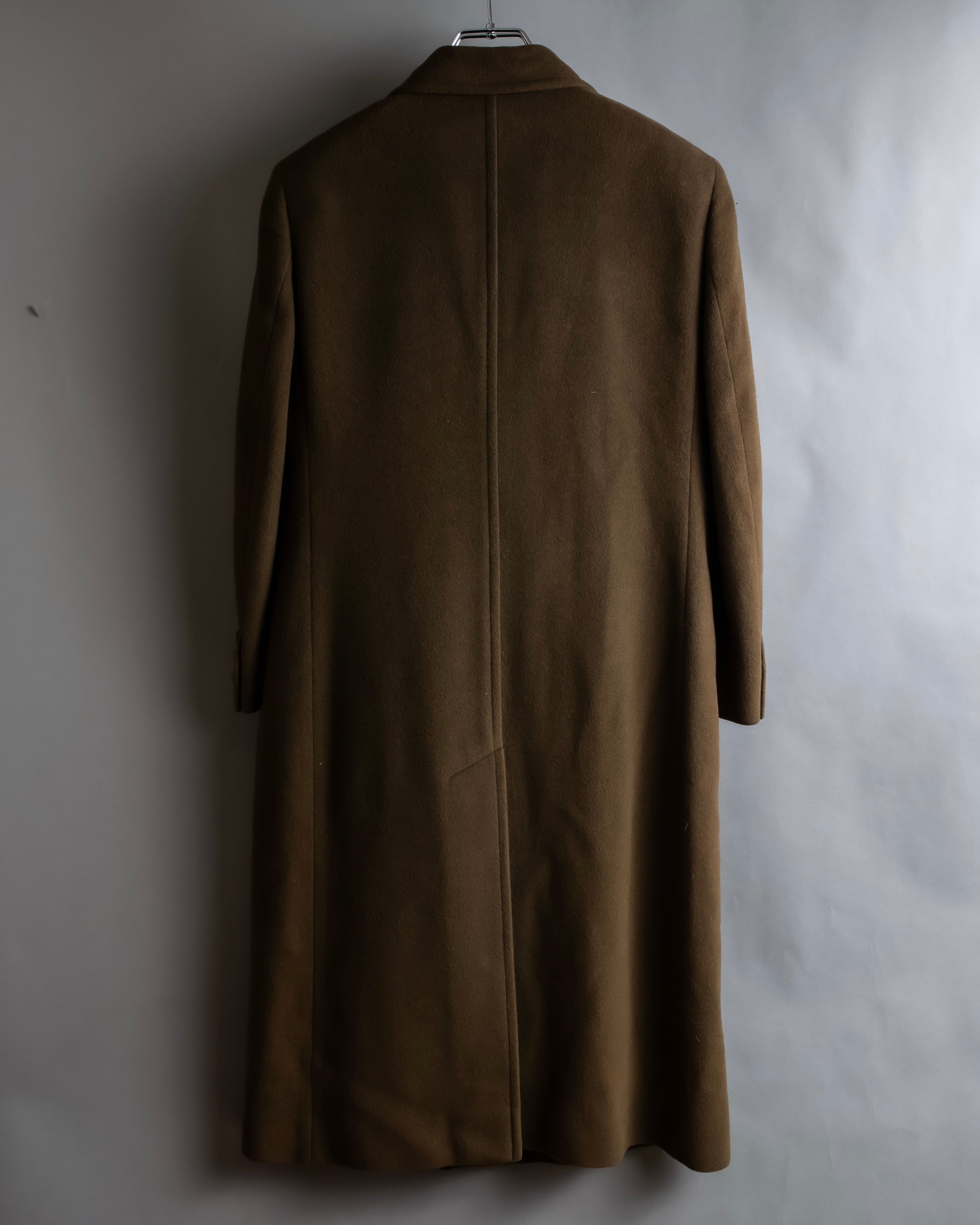 "BURBERRYS" Peaked lapels double breasted olive brown coat