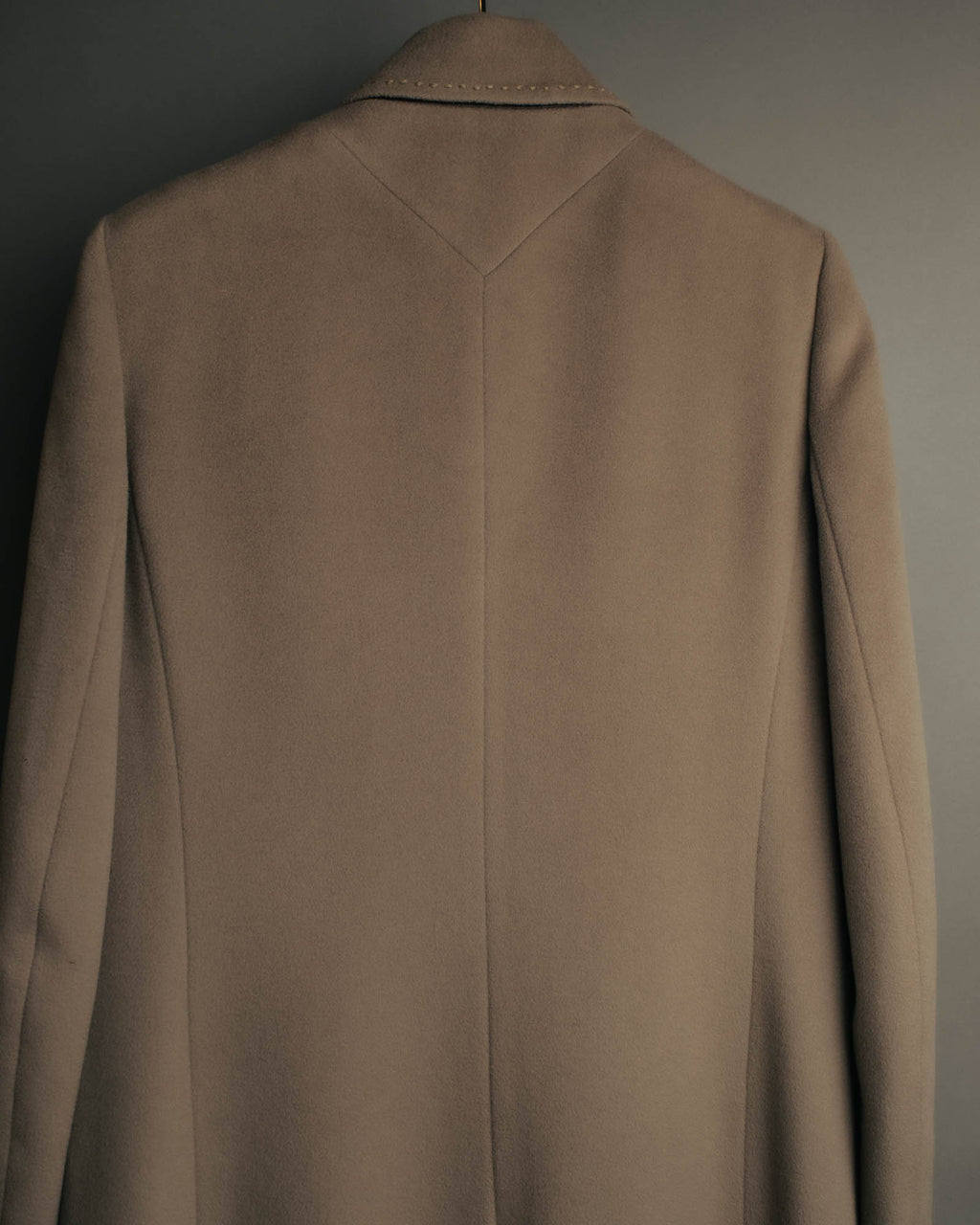 -SPECIAL- "FENDI" 90's-00's Cashmere blend long coat with leather contrast