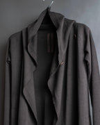 "Rick Owens" 12AW asymmetrical hooded knit cardigan