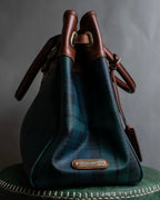 "Ralph Lauren" Blackwatch check canvas leather combination bag