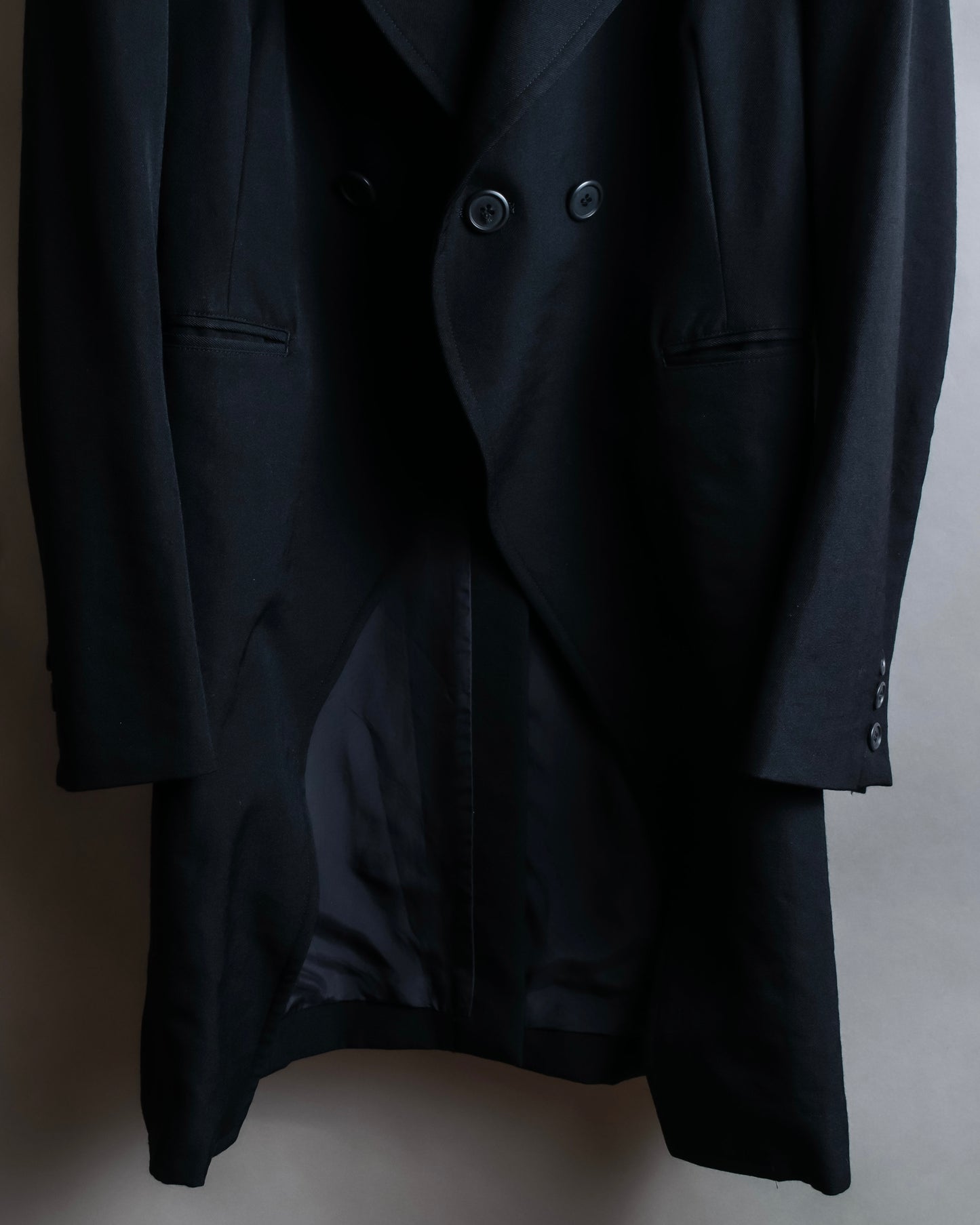 "Y's" Peak lapel double breasted morning coat