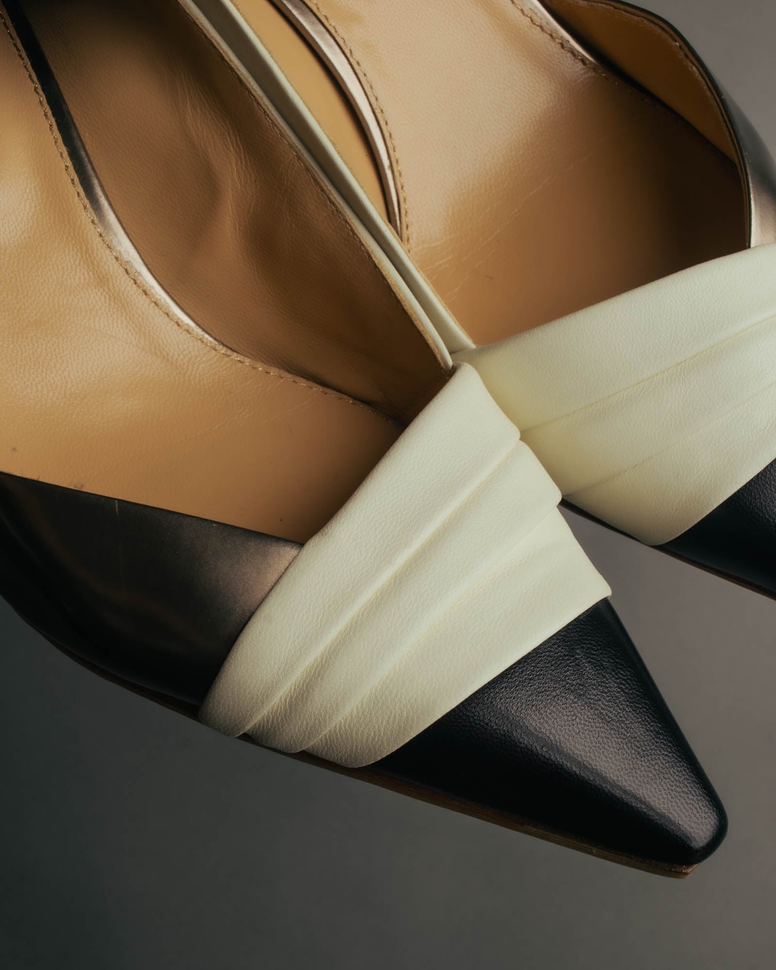 "Sergio Rossi" 90's-10's Elegant colorblock leather pointed-toe pumps