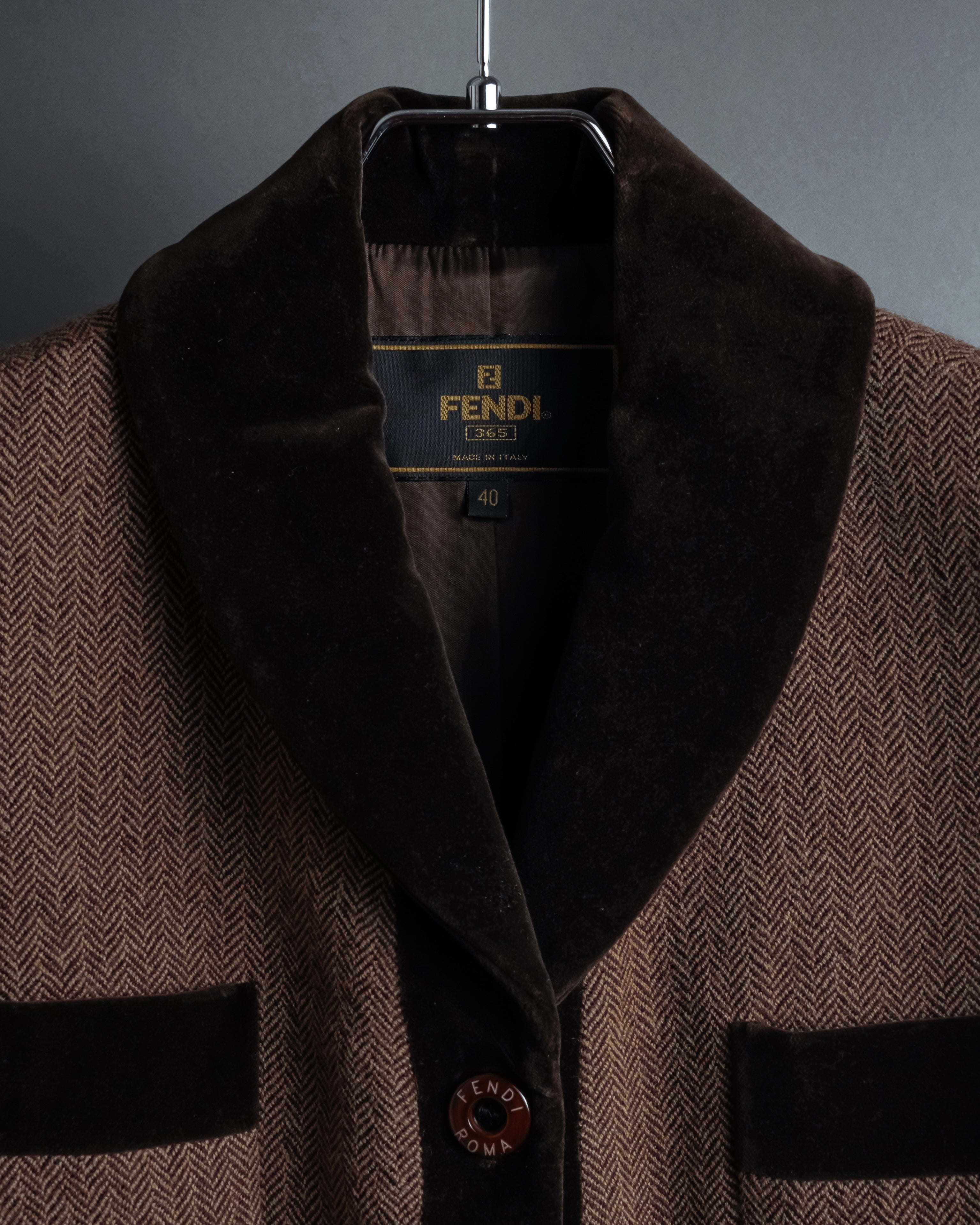 "FENDI" Velvet switching design herringbone set up