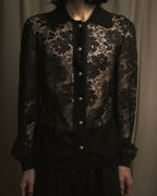 "VALENTINO MISS V" Late 80s botanical lace polo shirt