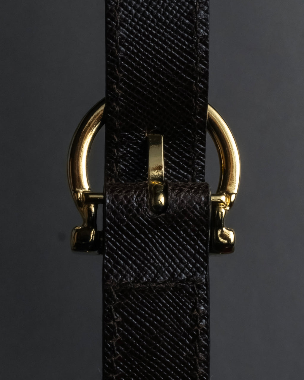 "Salvatore Ferragamo" Structured Gancini 2way dark brown leather bag