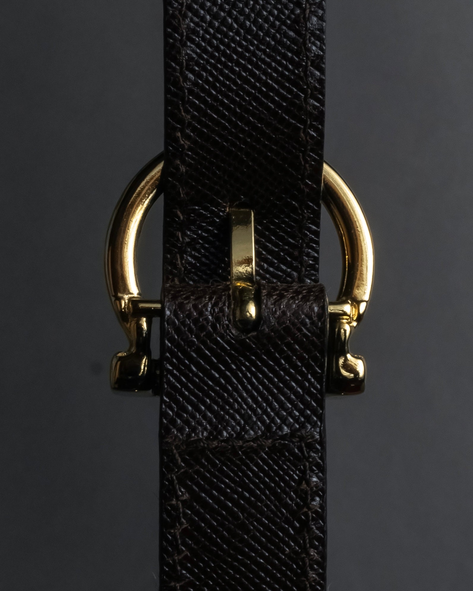 "Salvatore Ferragamo" Structured Gancini 2way dark brown leather bag