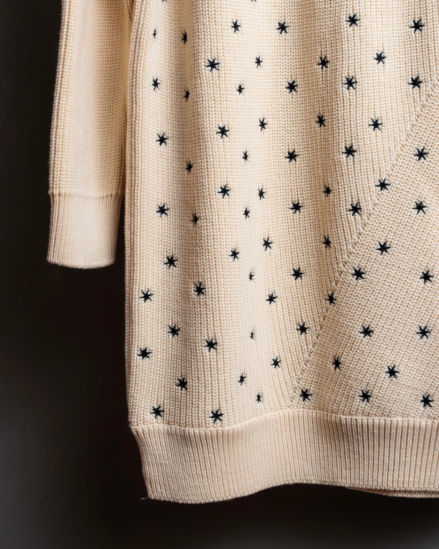 "Christian Dior" Star print frill detail cable knit tunic pullover