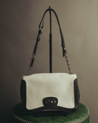 "Salvatore Ferragamo" 10's Bicolor leather chain shoulder bag