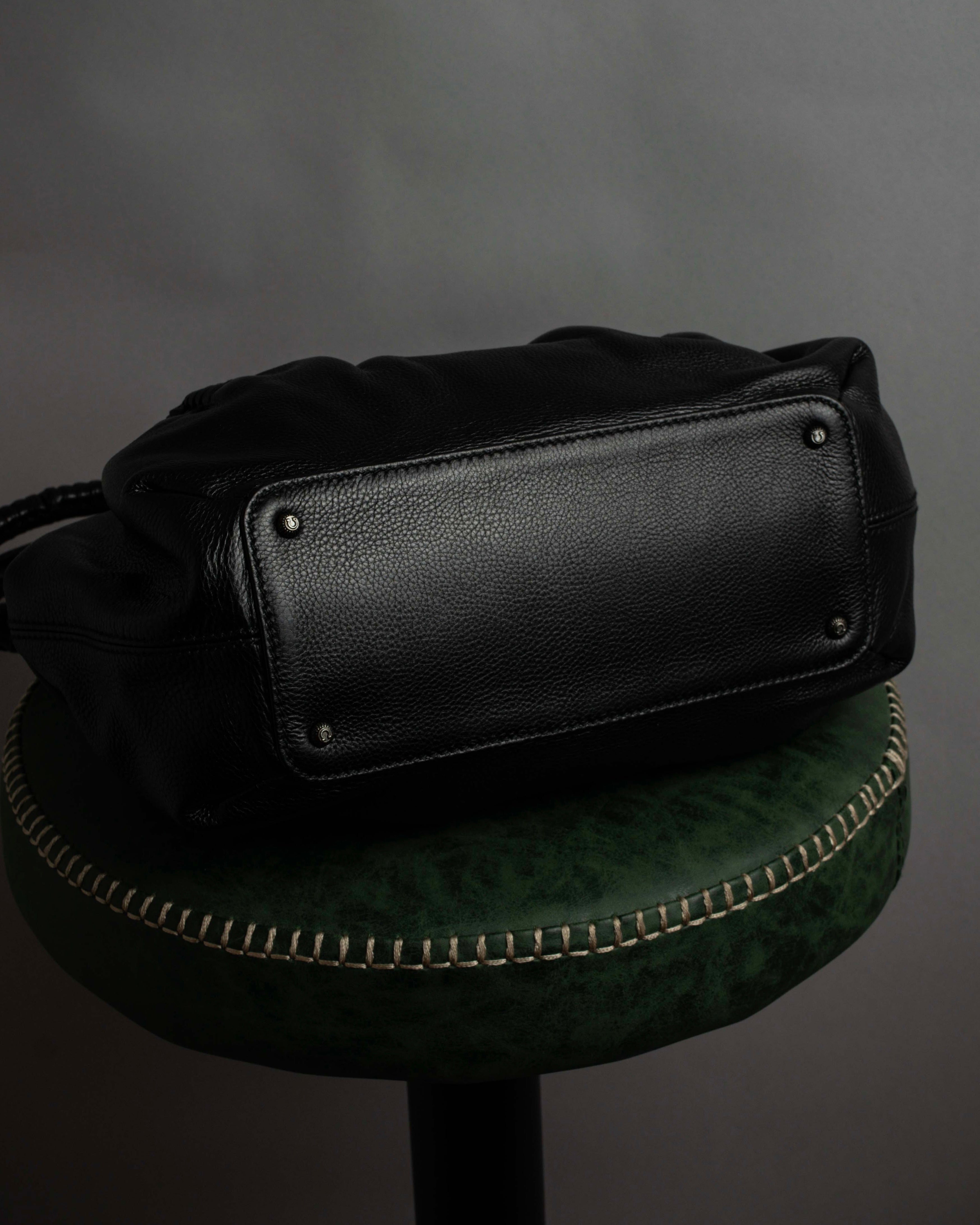 "Salvatore Ferragamo" Draping design lace-up detail leather bag