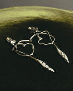 “BALENCIAGA” 2017-2023 organic heart and arrow clip-on drop earrings