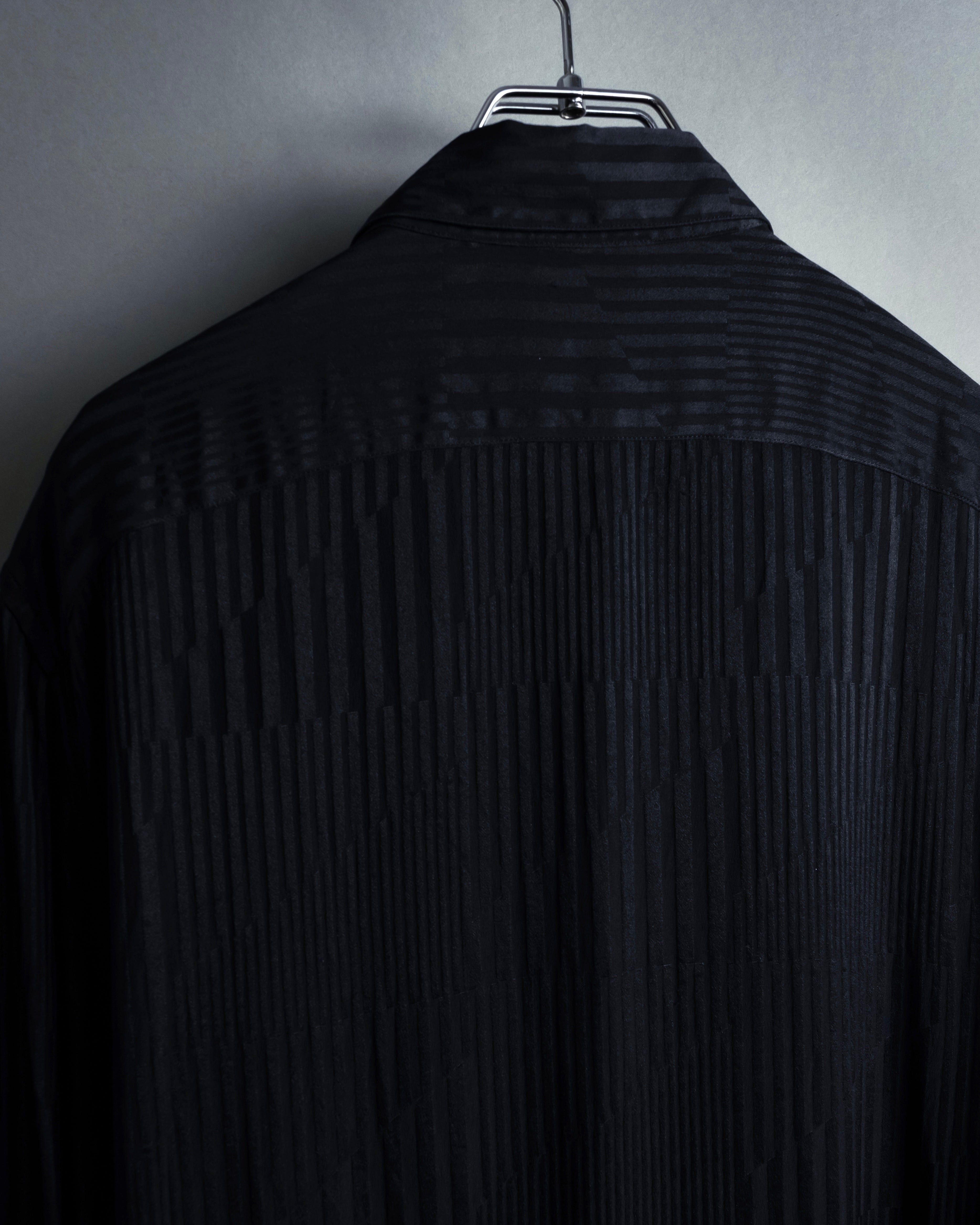 "Saint Laurent Paris" Jacquard pattern silk black shirt