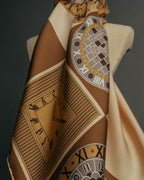 “Cartier“ 80’s-90’s Timepiece motif silk scarf