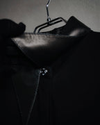 –SPECIAL– "HERMES" 00’s Leather-trimmed viscose evening shirt