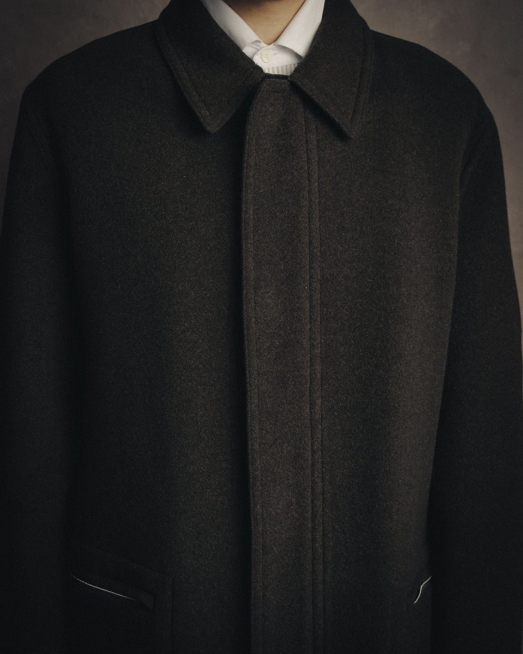 –SPECIAL– “HERMES” 90’s-00’s Concealed placket wool zip coat