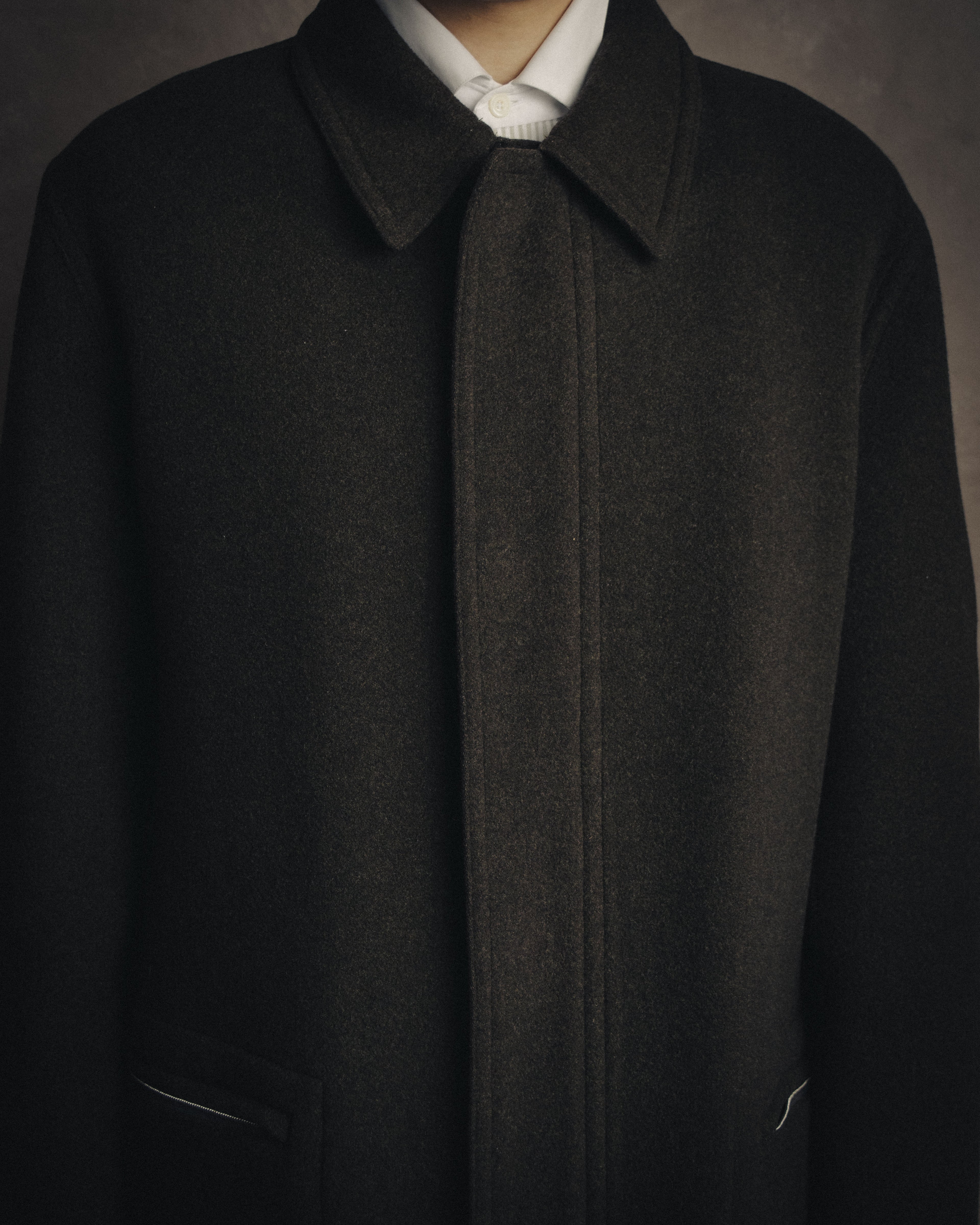 –SPECIAL– “HERMES” 90’s-00’s Concealed placket wool zip coat