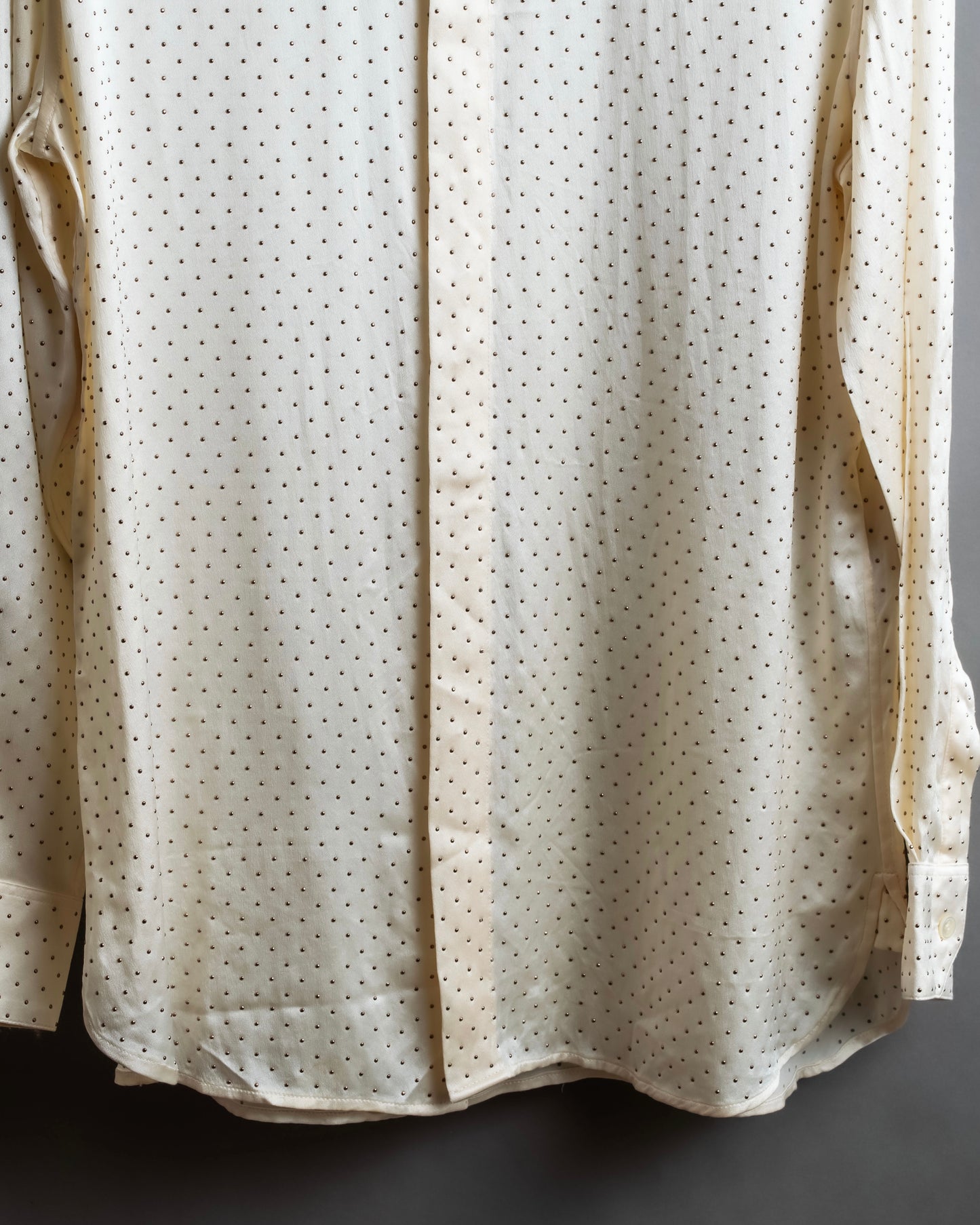 "Saint Laurent Paris" 100% silk rhinestone design shirt