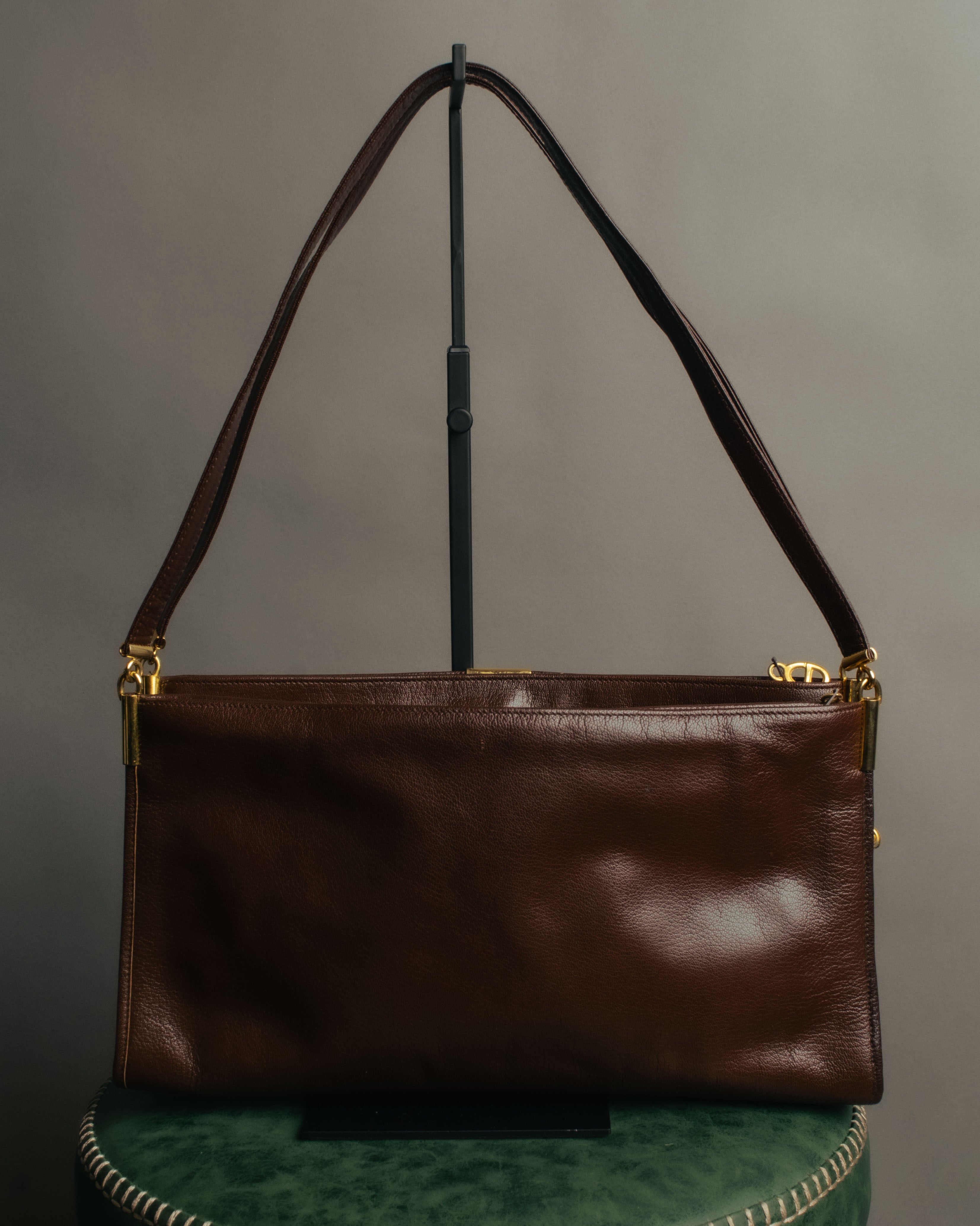 “Christian Dior” 80’s-90’s D motif leather shoulder bag