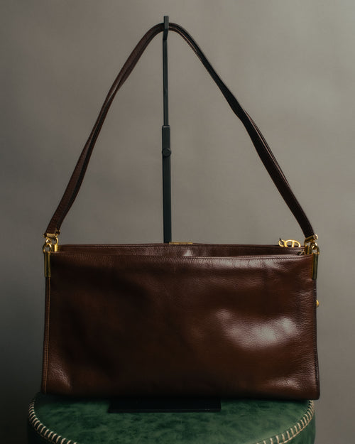 “Christian Dior” 80’s-90’s D motif leather shoulder bag