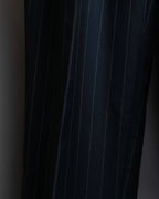 "YVES SAINT LAURENT" Peaked lapel double breasted tailored jacket ＆wide tapered slacks striped set up