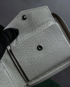 "MAISON MARGIELA" White grain leather round zipper wallet