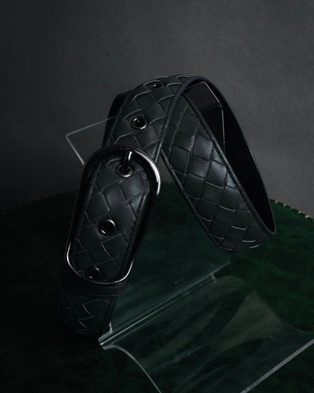 "BOTTEGA VENETA" 2000’s Intrecciato nappa leather grommet belt