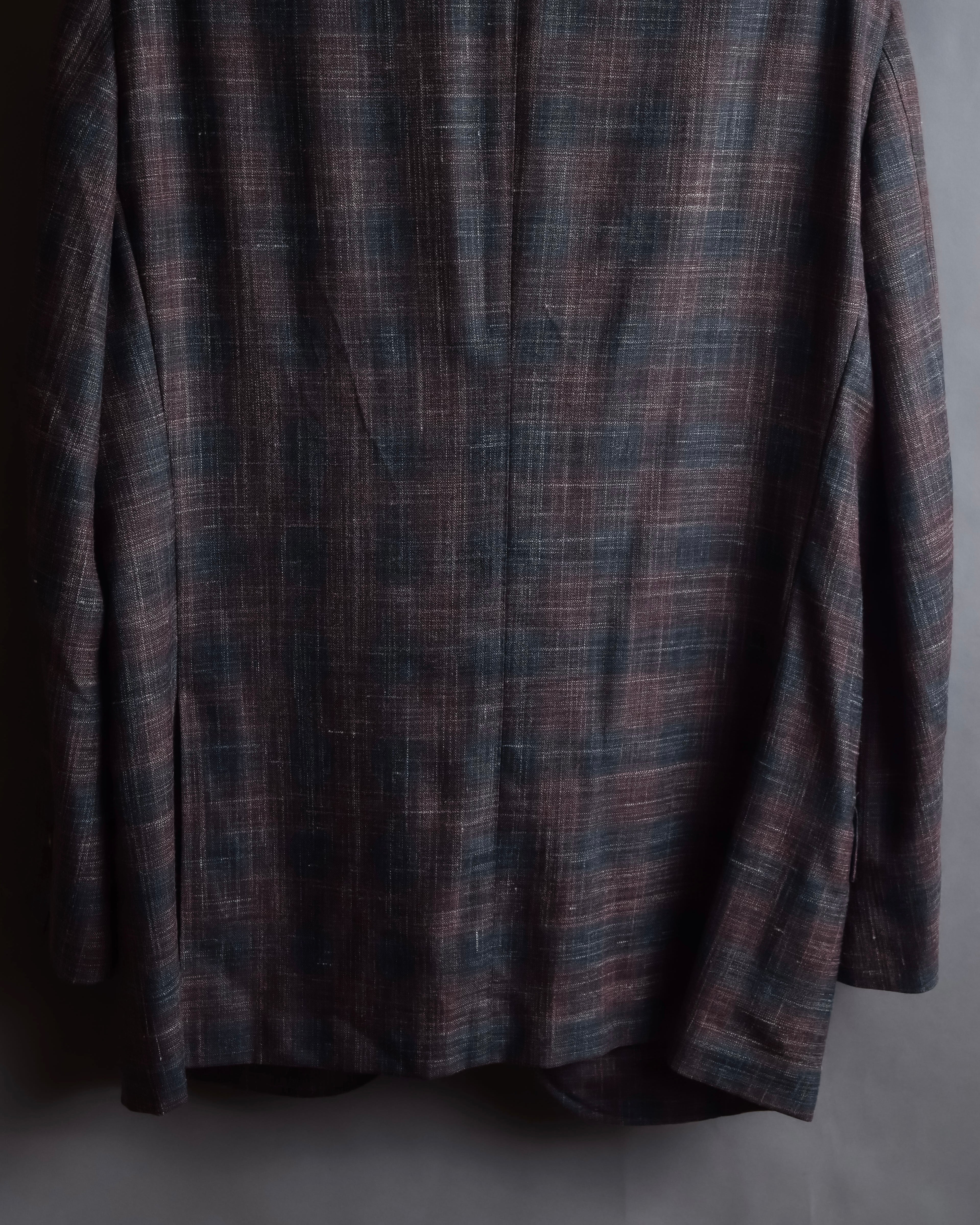 "Tex Teq" Gradient check pattern tailored jacket