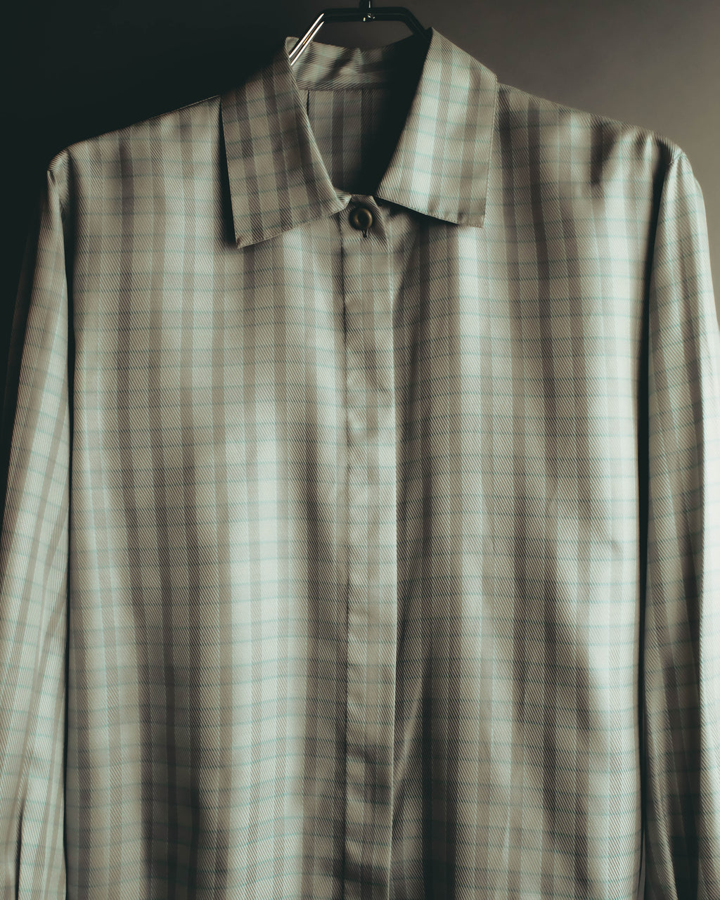 "Christian Dior" 80's-90's Silk blend checked long sleeve blouse
