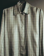 "Christian Dior" 80's-90's Silk blend checked long sleeve blouse