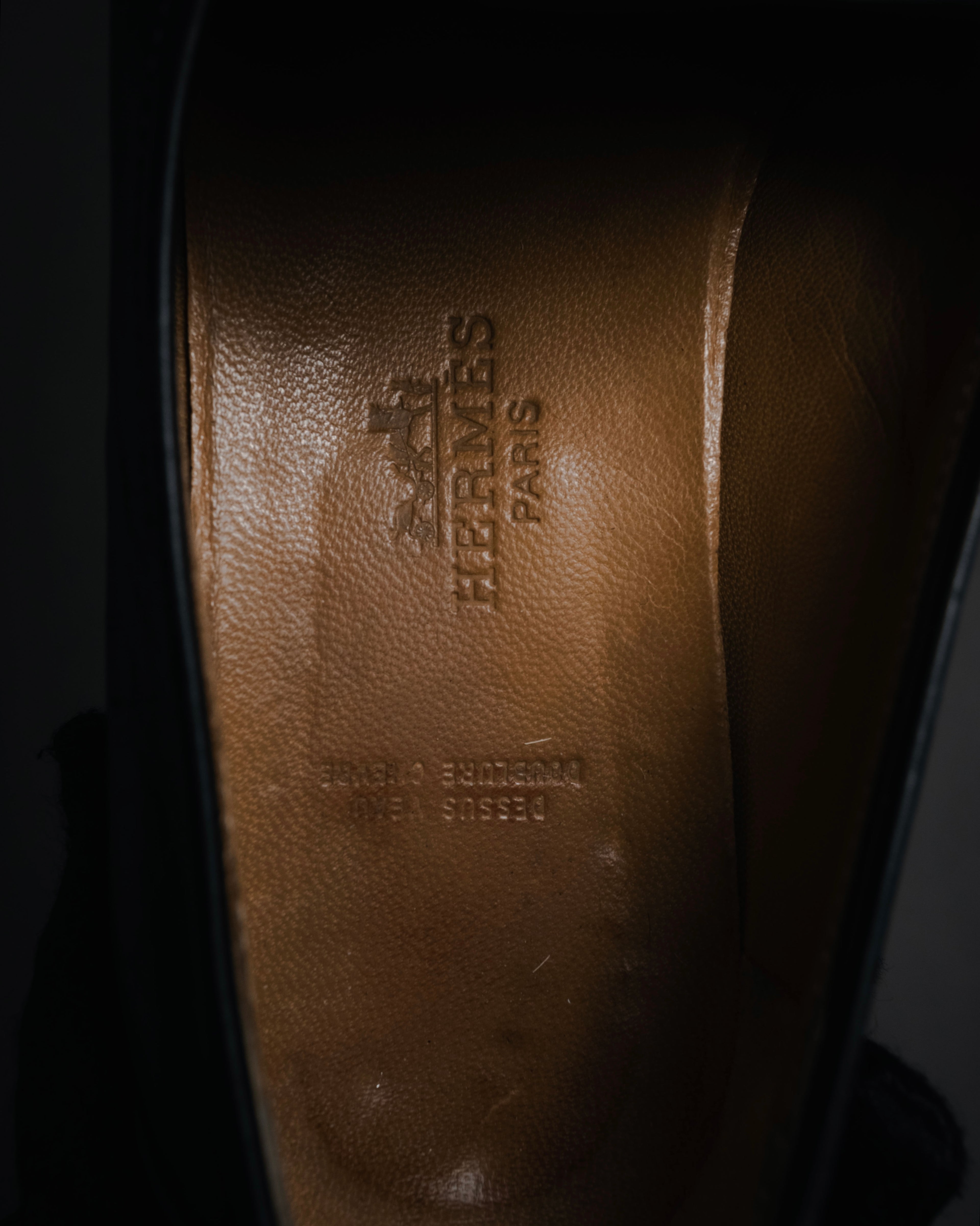 "HERMES" 90’s-00’s box calf H buckle loafers