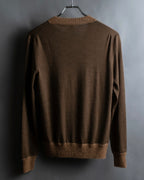 "HERMES" Gaultier period H logo engraved V-neck knit