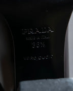 "PRADA" Metal band design leather heel loafers