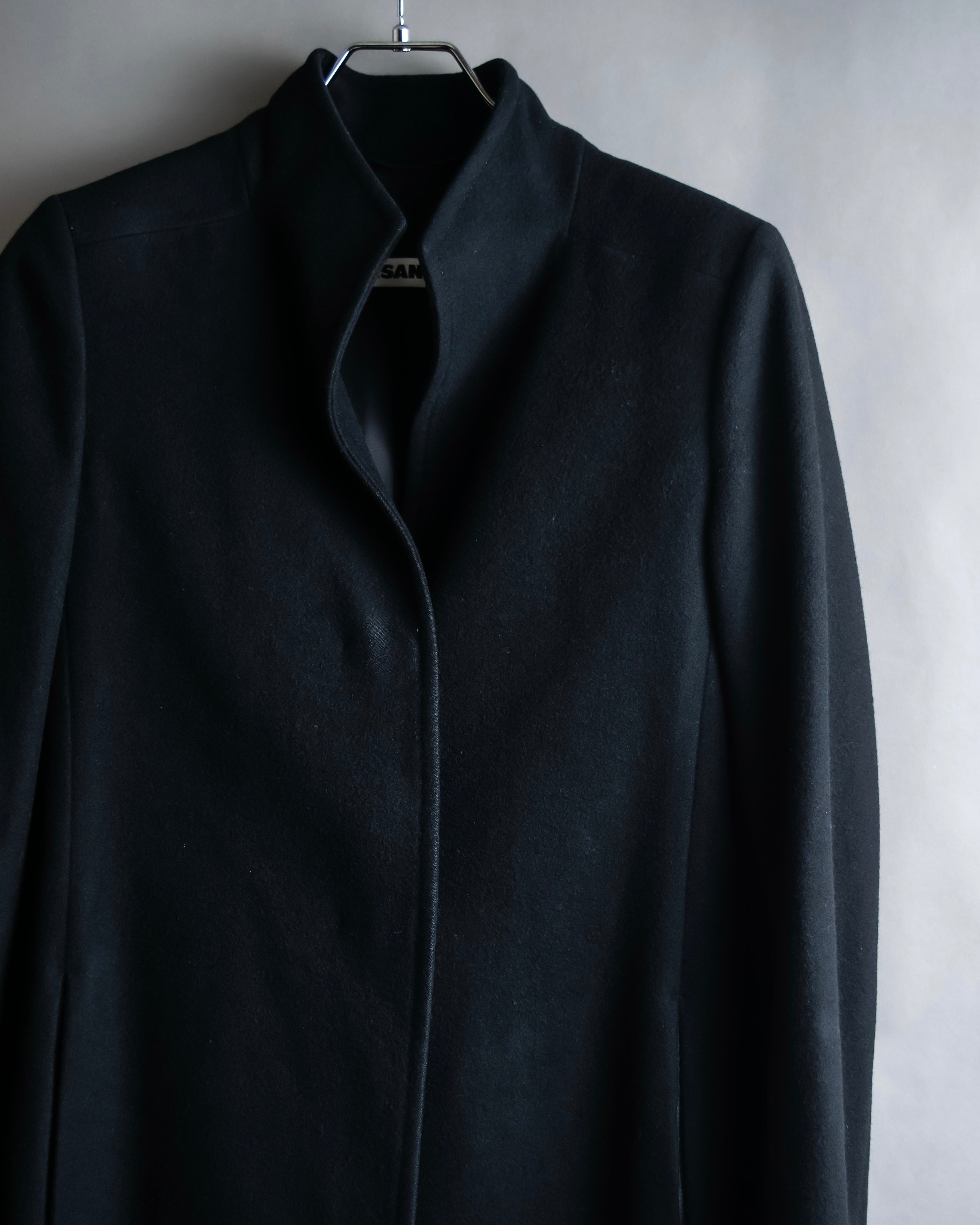"JIL SANDER" 100% cashmere straight line stand collar coat