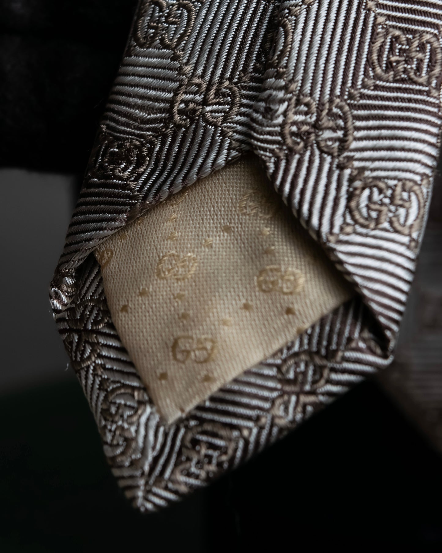 "GUCCI" GG pattern jacquard weave neck tie